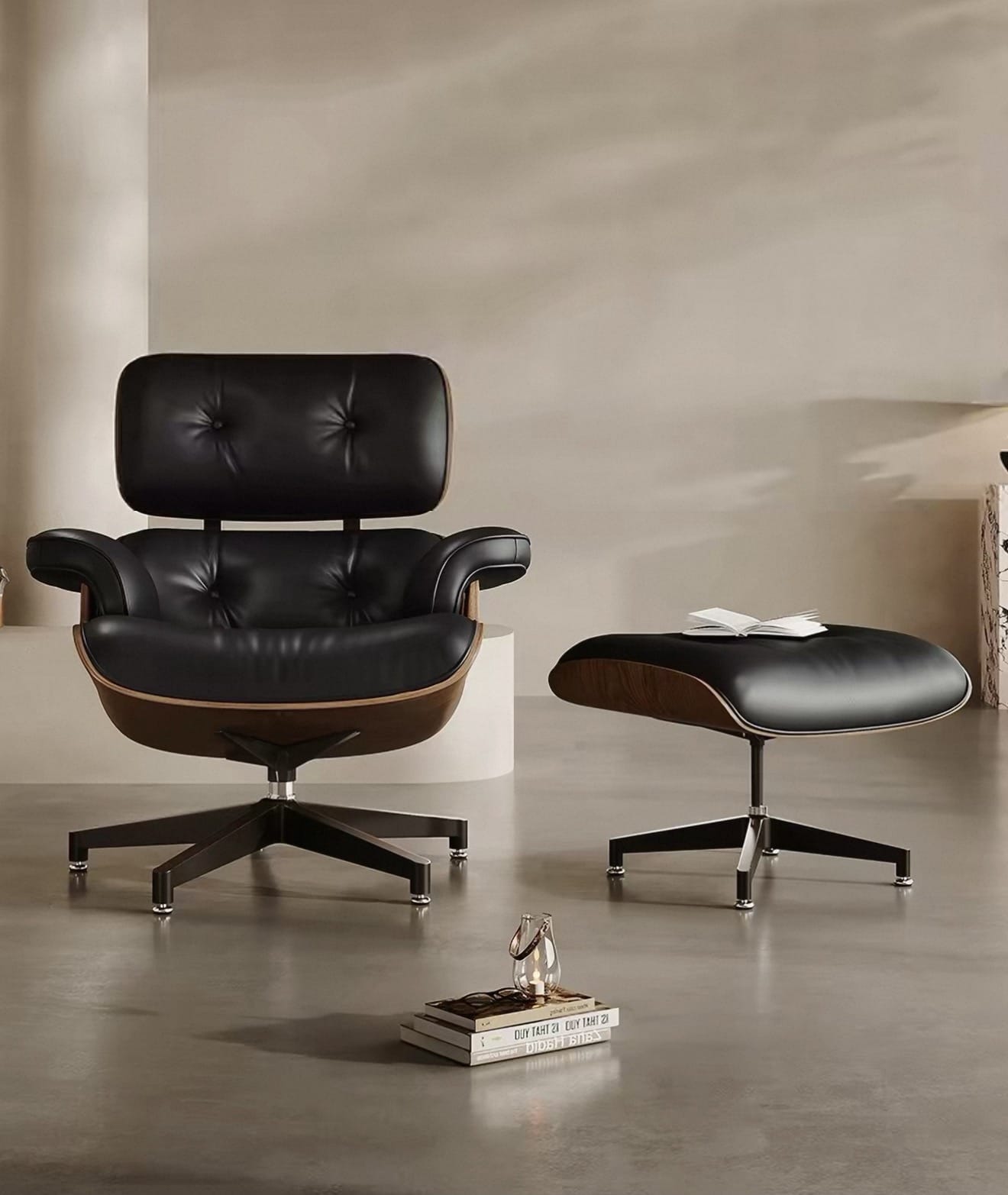 Home Atelier Chairs With Ottoman Stanley Genuine Leather Lounge Chair
