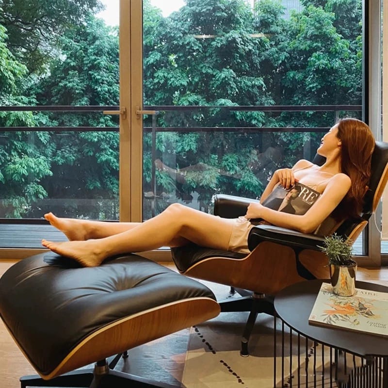 Home Atelier Chairs With Ottoman Stanley Genuine Leather Lounge Chair