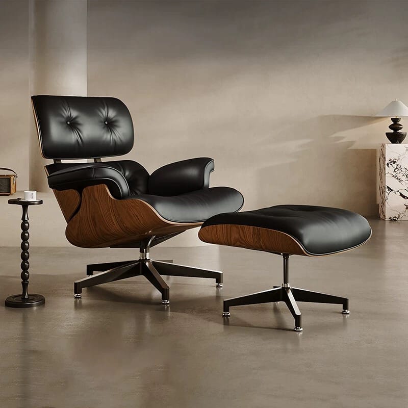 Home Atelier Chairs With Ottoman Stanley Genuine Leather Lounge Chair