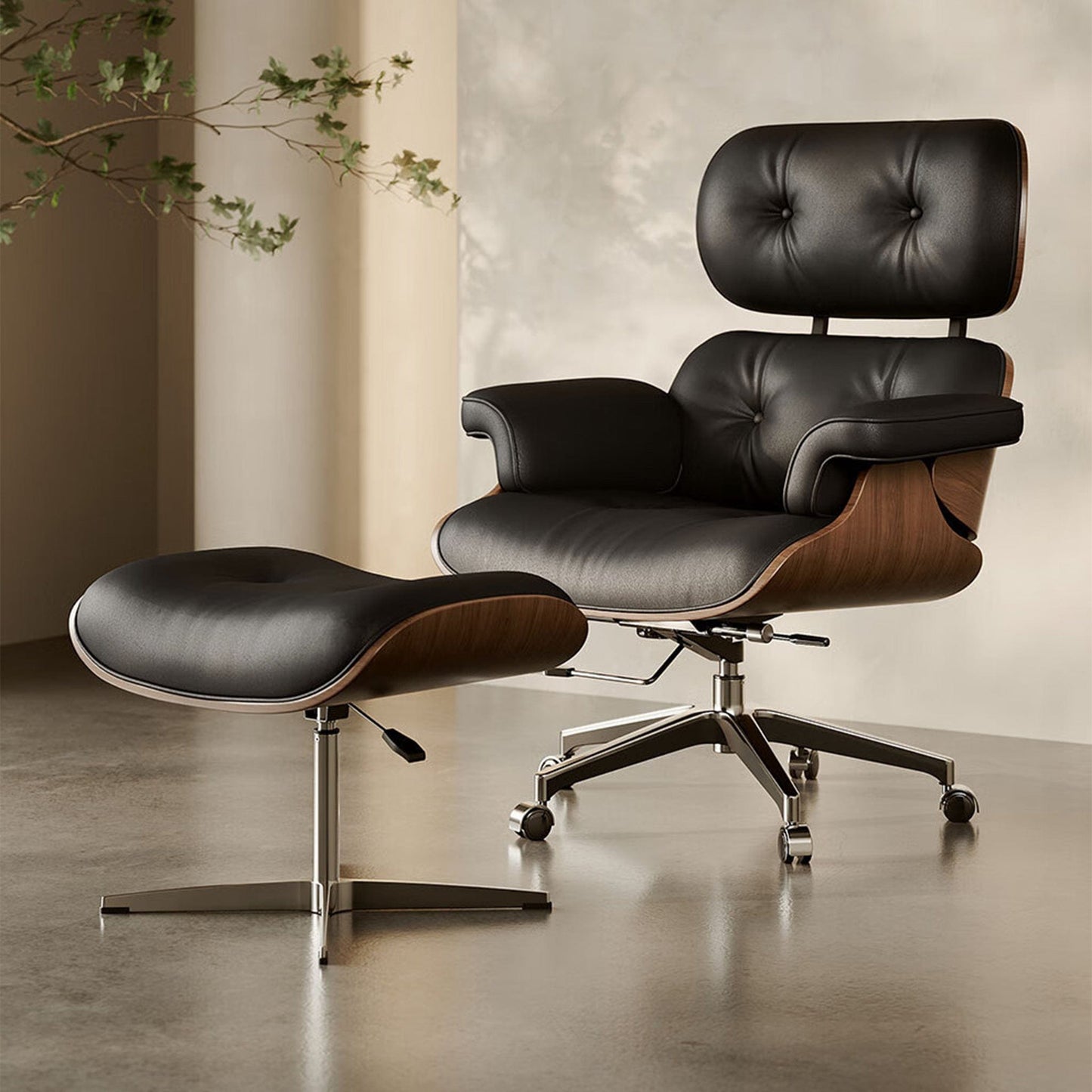 Home Atelier Chairs With Ottoman Stanley Genuine Leather Lounge Chair