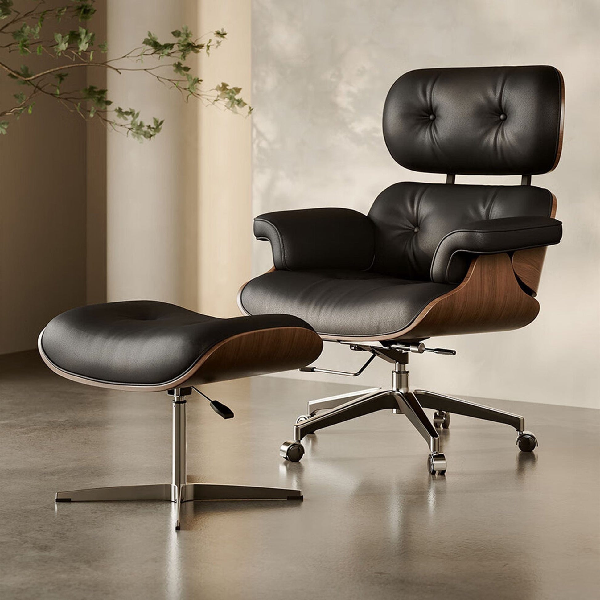 Home Atelier Chairs With Ottoman Stanley Genuine Leather Lounge Chair