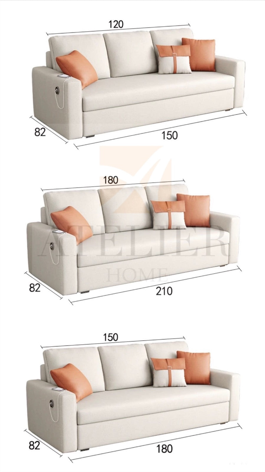 Home Atelier Charlie Sectional Sofa Bed