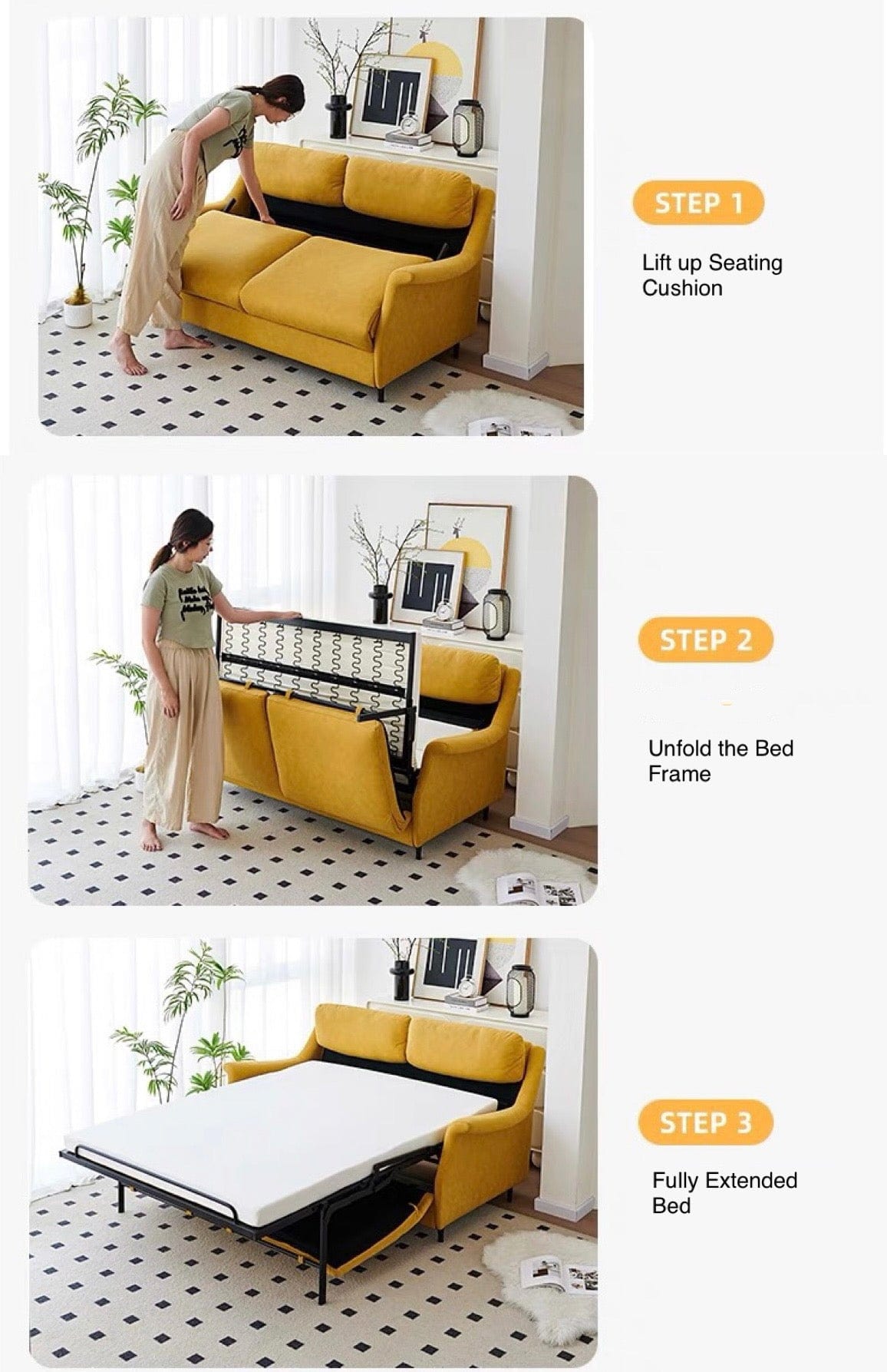 Home Atelier Chervin Foldable Sofa Bed with Mattress