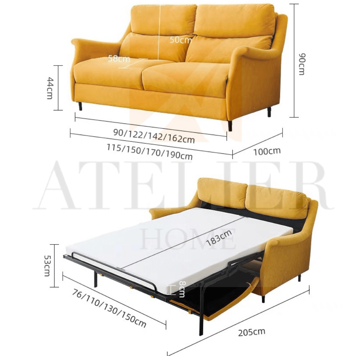 Home Atelier Chervin Foldable Sofa Bed with Mattress