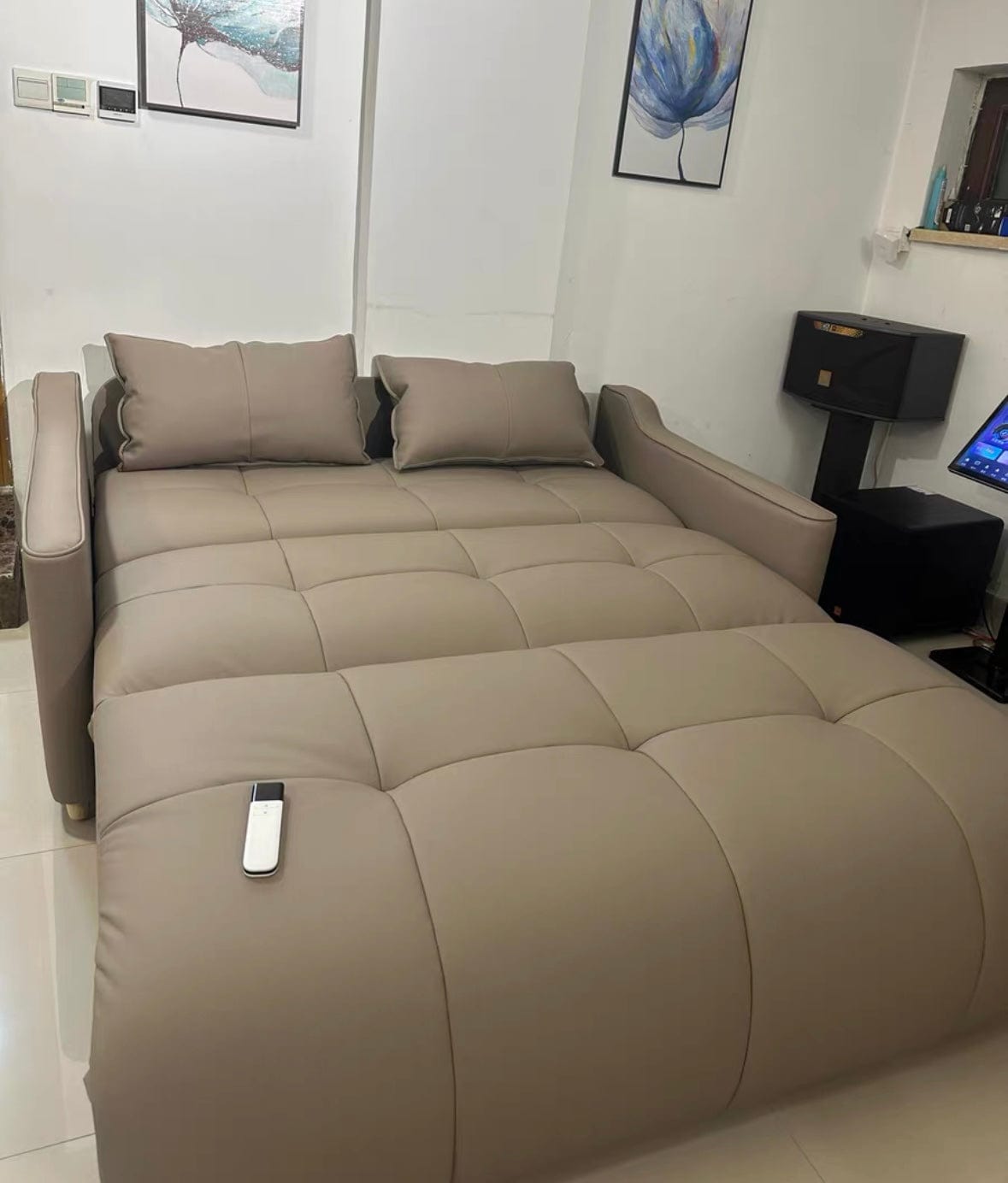 Home Atelier Chiraz Genuine Leather Electric Sofa Bed