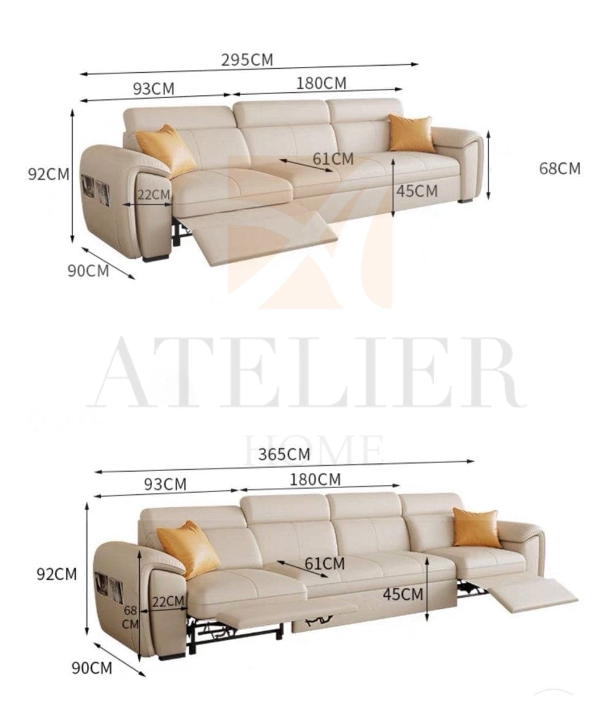 Home Atelier Christen Electric Recliner Leather Sofa Bed