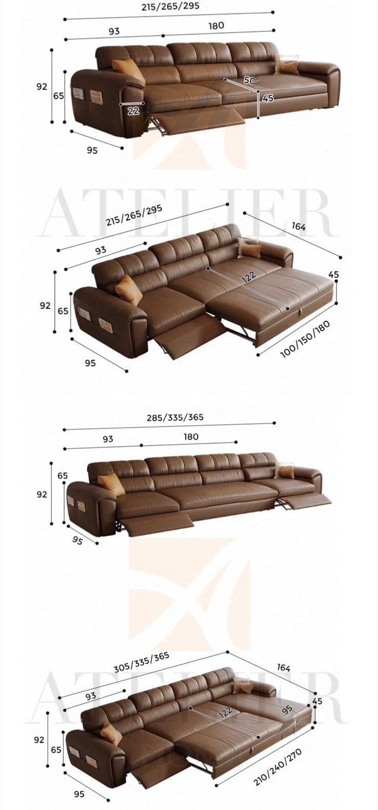 Home Atelier Christen Electric Recliner Leather Sofa Bed
