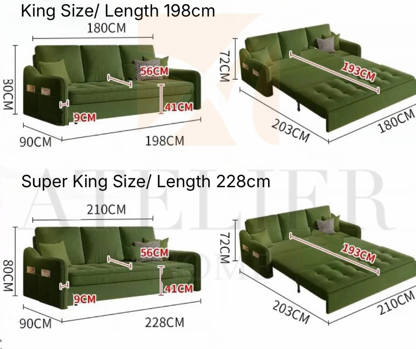 Home Atelier Clavo Pull-out Storage Sofa Bed (Copy)