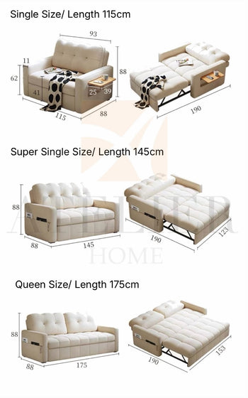 Home Atelier Cohan Scratch Resistant Sofa Bed with Side Table