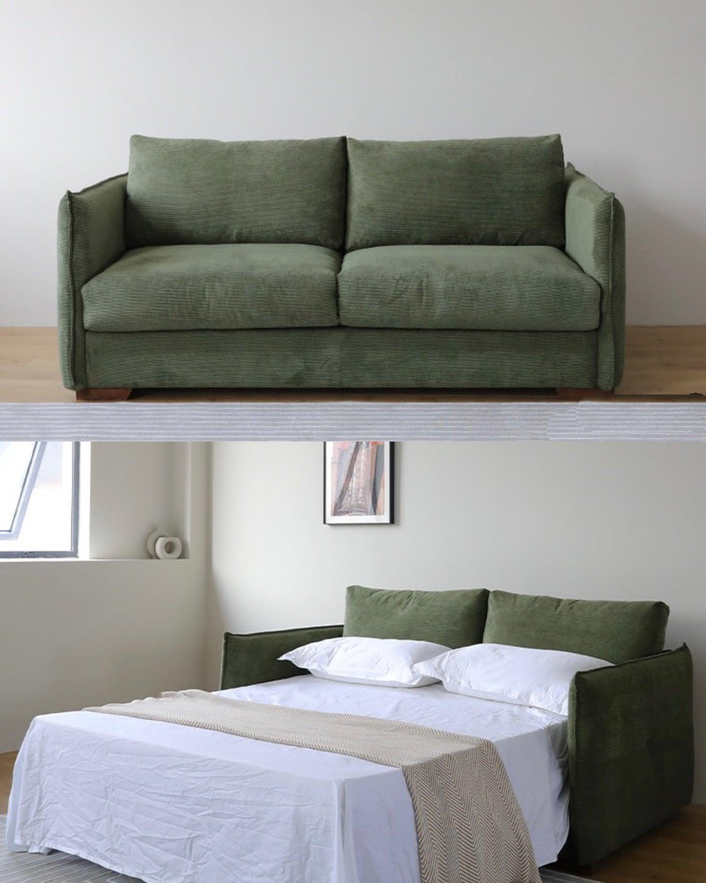 Home Atelier Corduroy Velvet Fabric / Length 135cm / Blue Caleb Foldable Sofa Bed with Mattress