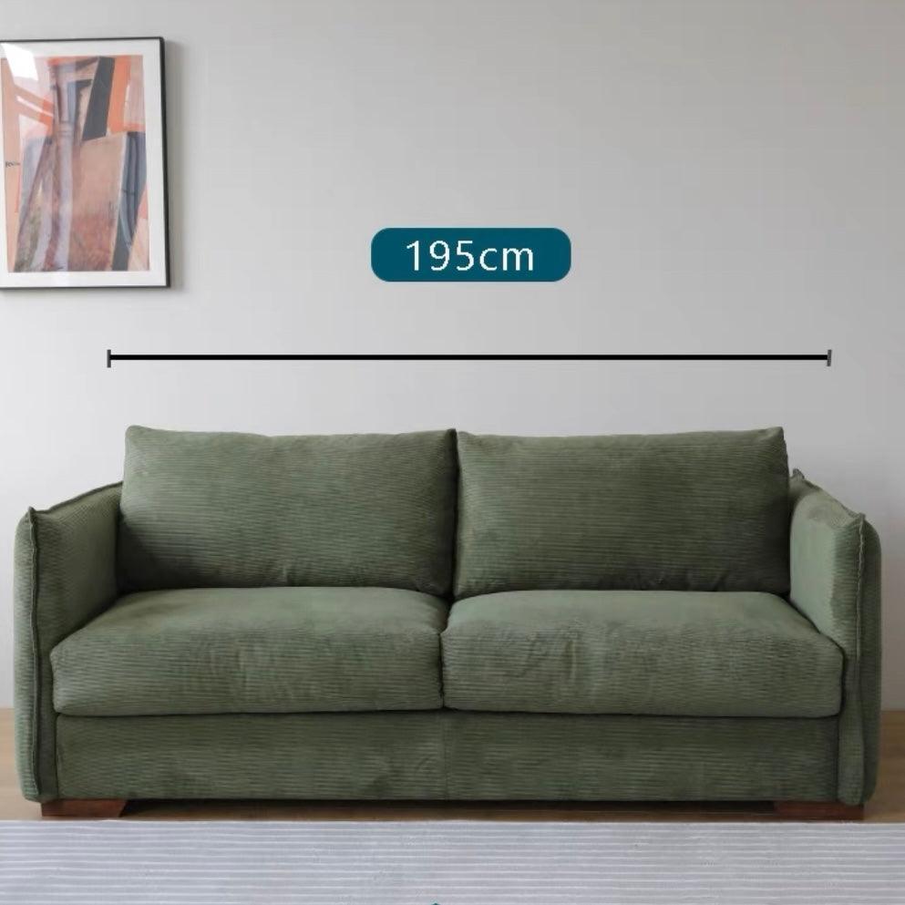 Home Atelier Corduroy Velvet Fabric / Length 195cm / Blue Caleb Foldable Sofa Bed with Mattress