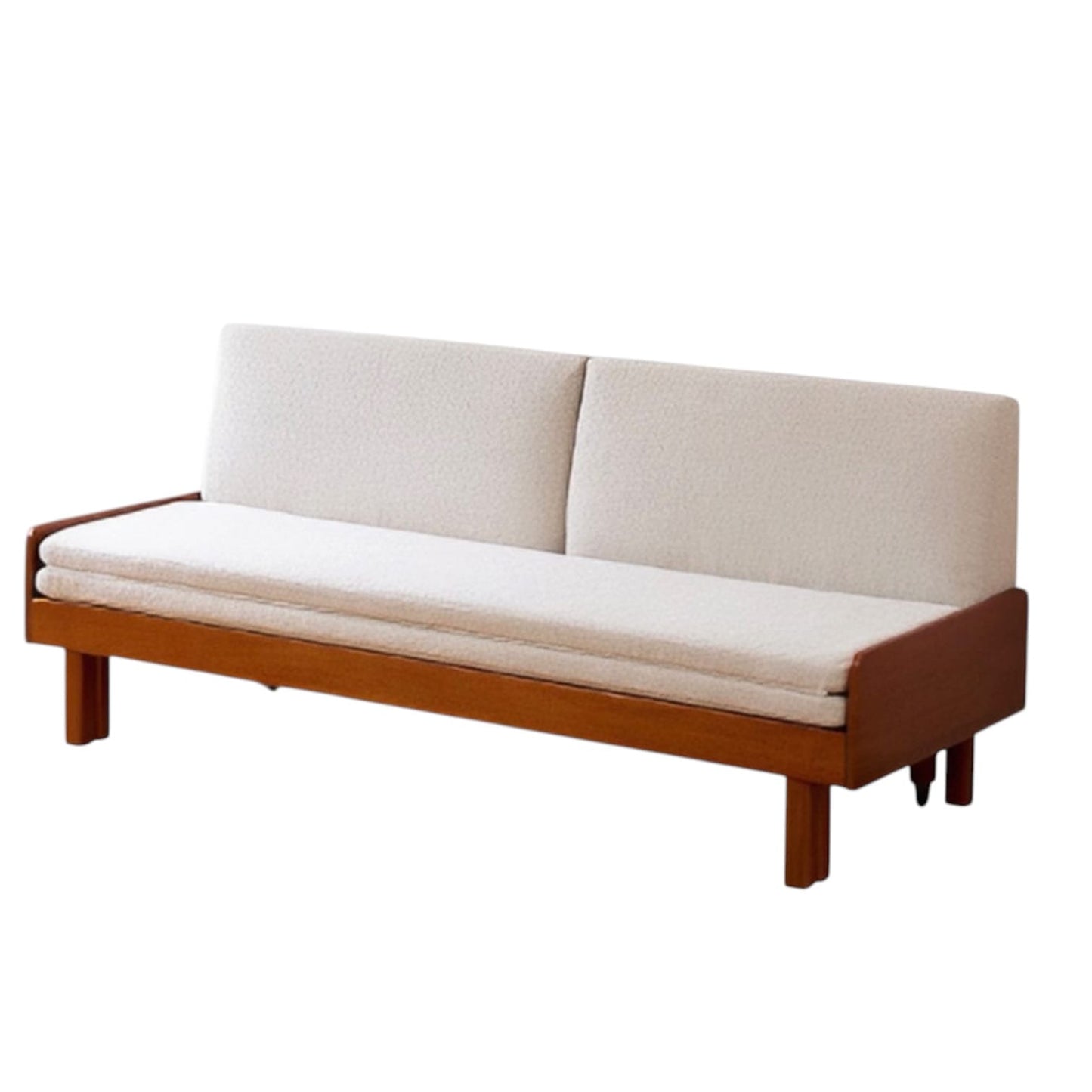 Home Atelier Cotton Fabric / L200 x W130 x H85cm Fraser Wooden Pull-out Sofa Bed