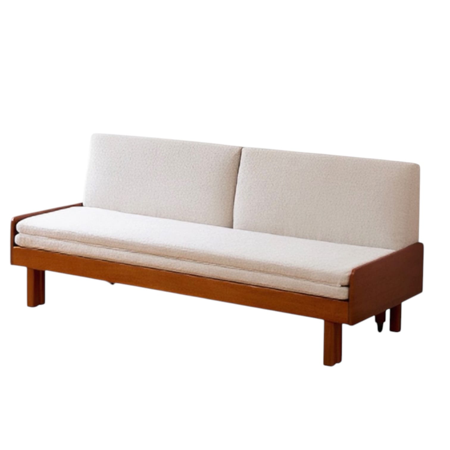 Home Atelier Cotton Fabric / L200 x W130 x H85cm Fraser Wooden Pull-out Sofa Bed