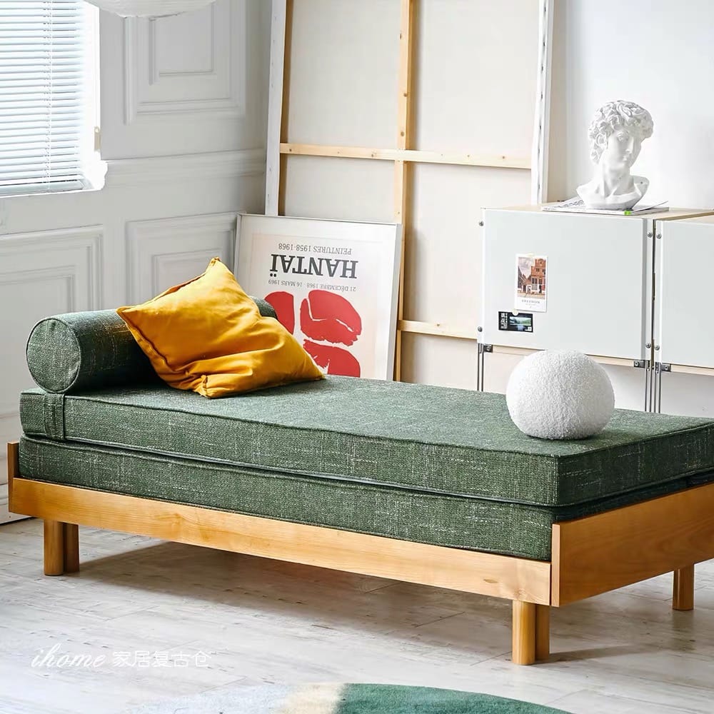 Home Atelier Cotton Fabric / Queen Size/ 150 x 205cm Freddie Pull-out Wooden Sofa Bed