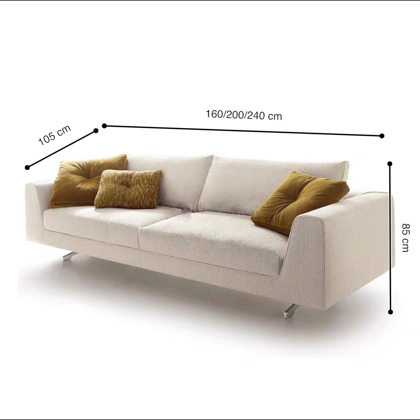 Home Atelier Cotton Linen Fabric / 2 seater/ Length 160cm / Beige Kyle Designer Sofa