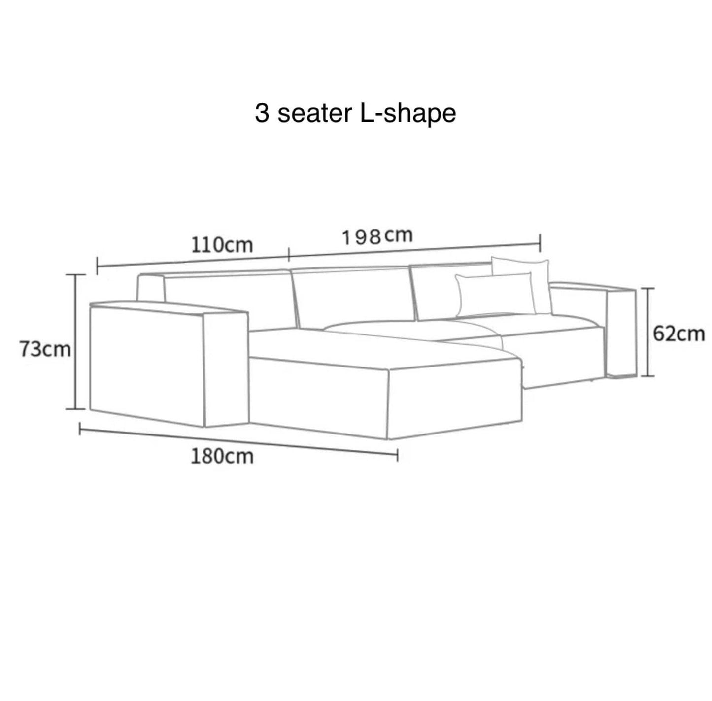 Home Atelier Cotton Linen Fabric / 3 seater L-shape/ Length 308cm / Cream Aureus Sectional Sofa
