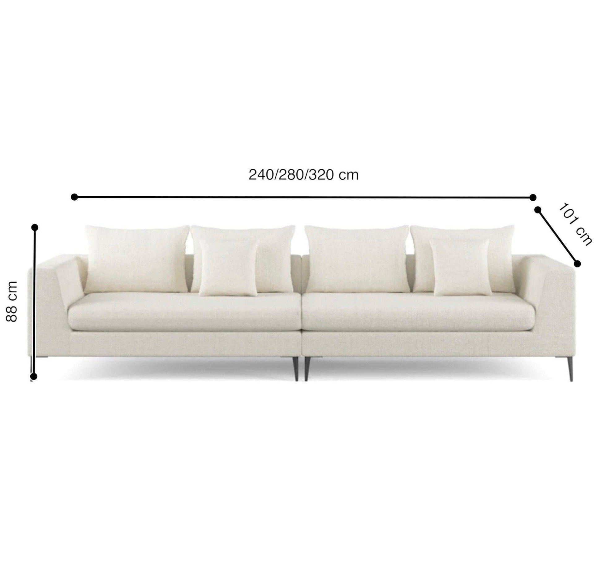 Home Atelier Cotton Linen Fabric / 4 seater/ Length 240cm / Cream Arellano Sectional Sofa