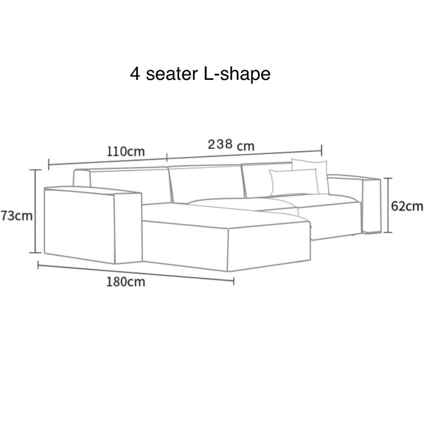 Home Atelier Cotton Linen Fabric / 5 seater L-shape/ Length 348cm / Cream Aureus Sectional Sofa
