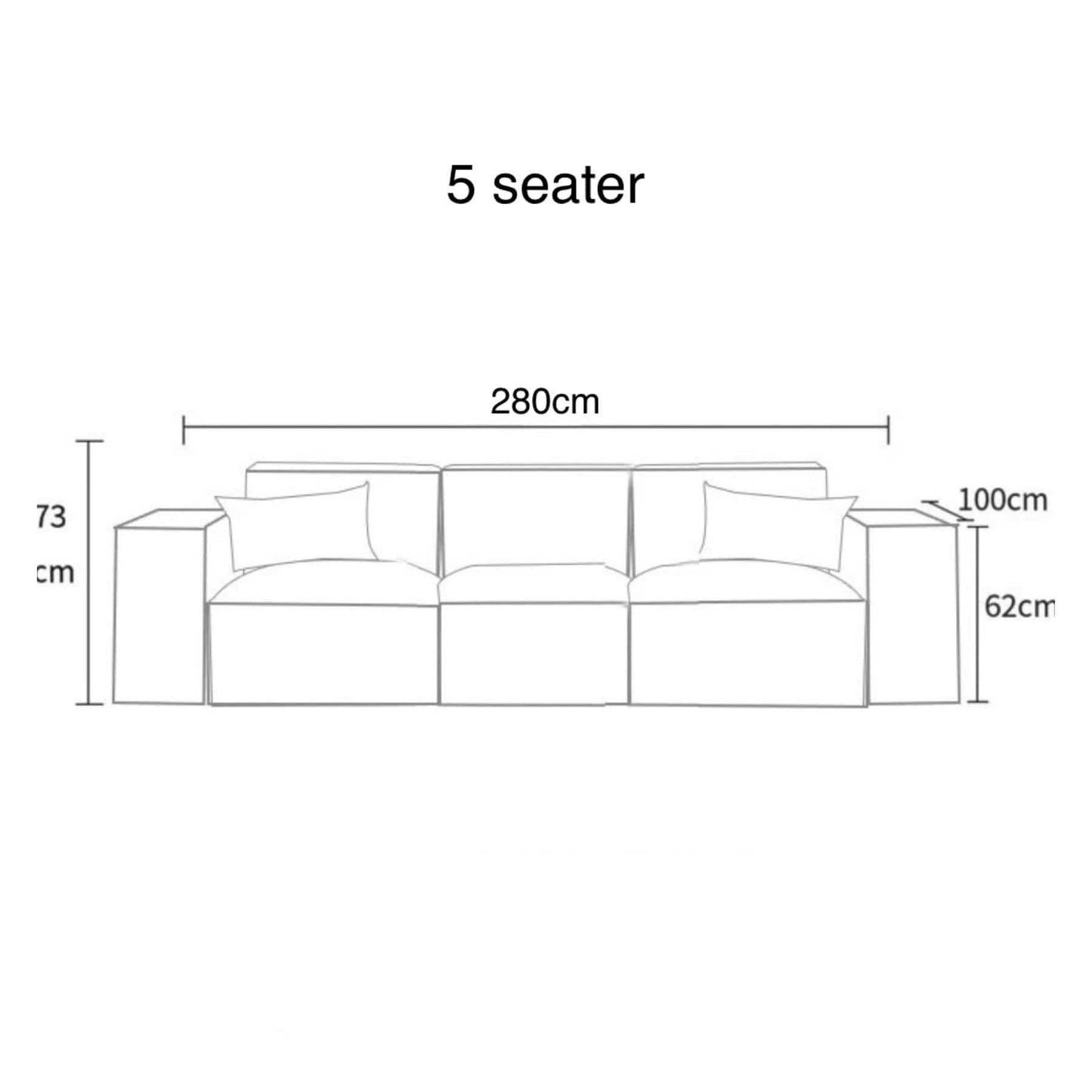 Home Atelier Cotton Linen Fabric / 5 seater/ Length 280cm / Cream Aureus Sectional Sofa