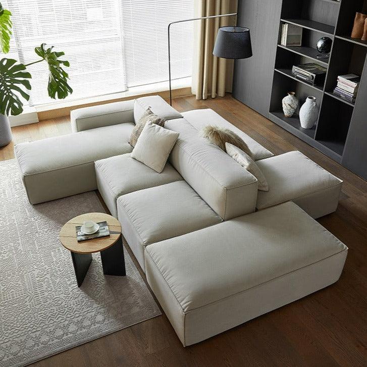Home Atelier Cotton Linen Fabric / Group A/ L344 x W174cm ( Single Row) / Cream Cavella Sectional Island L-Shape Sofa