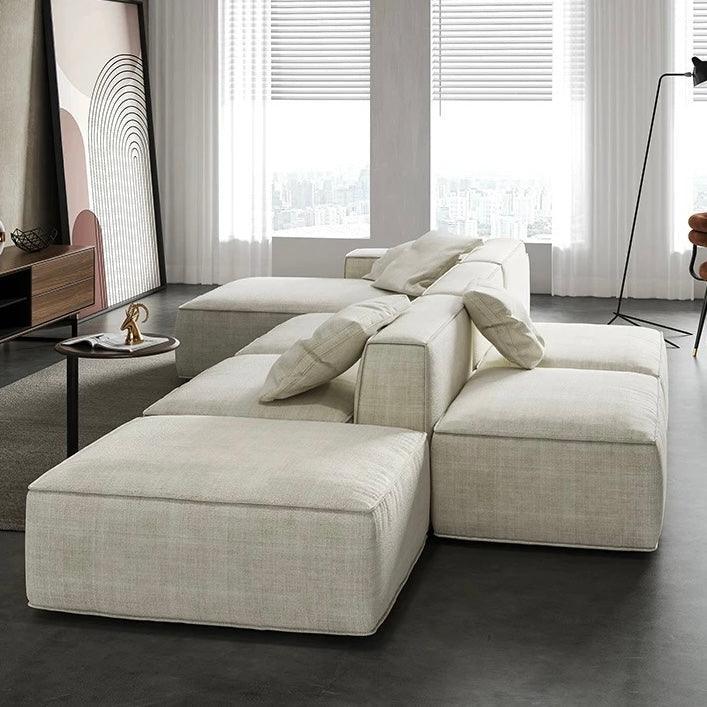 Home Atelier Cotton Linen Fabric / Group A/ Length 230cm / Cream Caprice Sectional Island L-shape Sofa