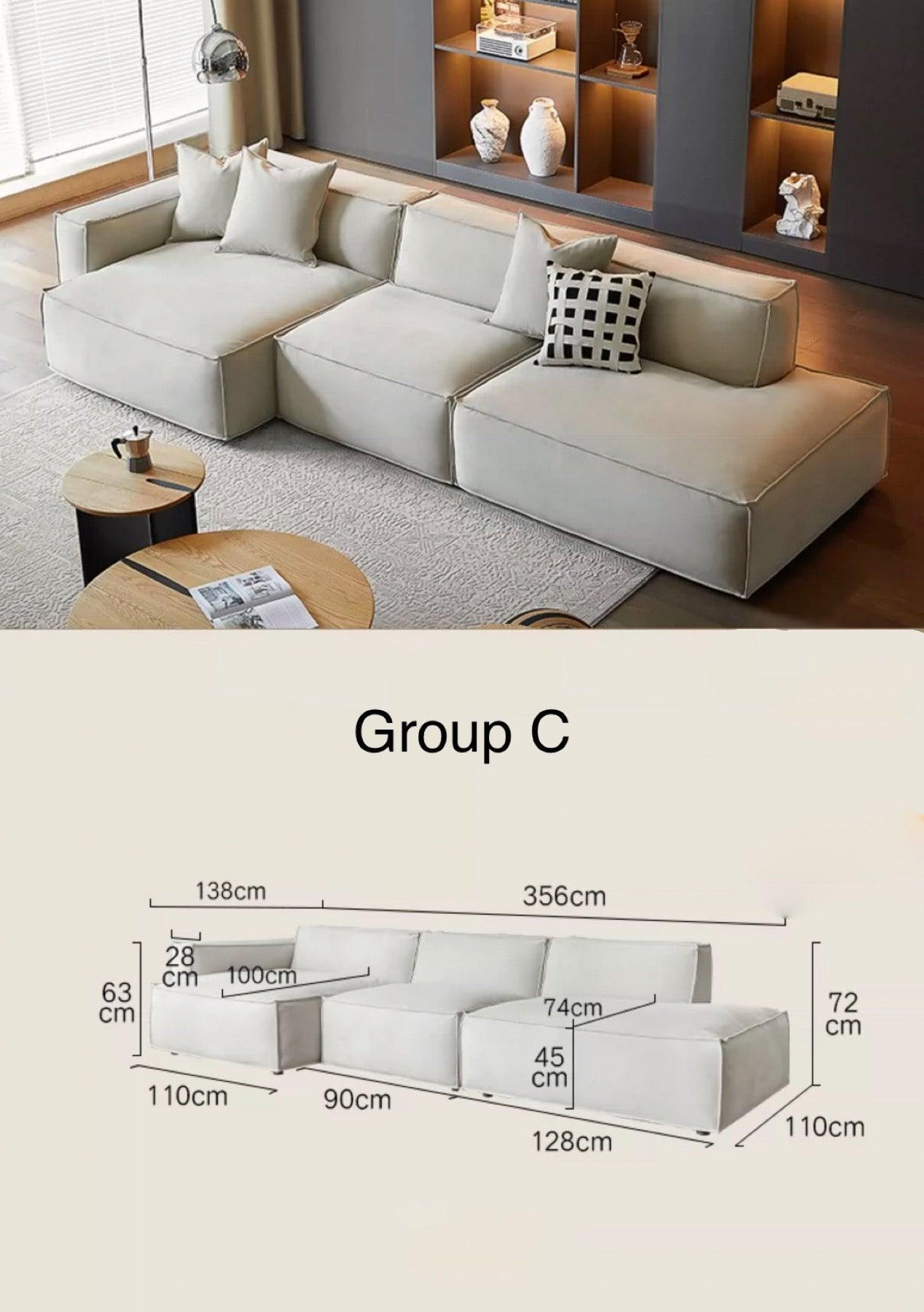 Home Atelier Cotton Linen Fabric / Group C/ L356 x W138cm ( Single Row) / Cream Cavella Sectional Island L-Shape Sofa