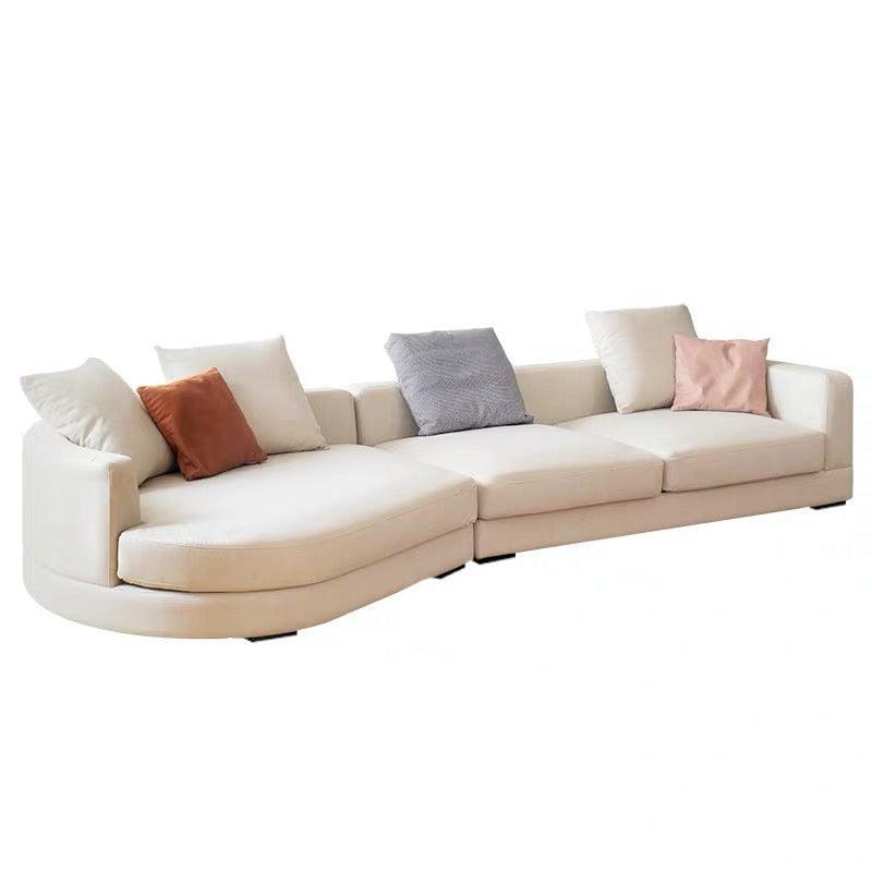 Home Atelier Cotton Linen Fabric / Length 250cm/ With Curve Chaise / Cream Alessio Designer Round Chaise Sectional Sofa