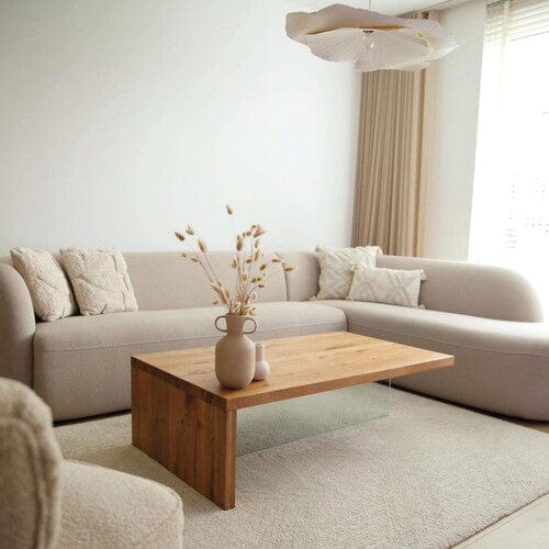 Home Atelier Cotton Linen Fabric / Length 272cm L-shape / Cream Wilford Sectional Sofa