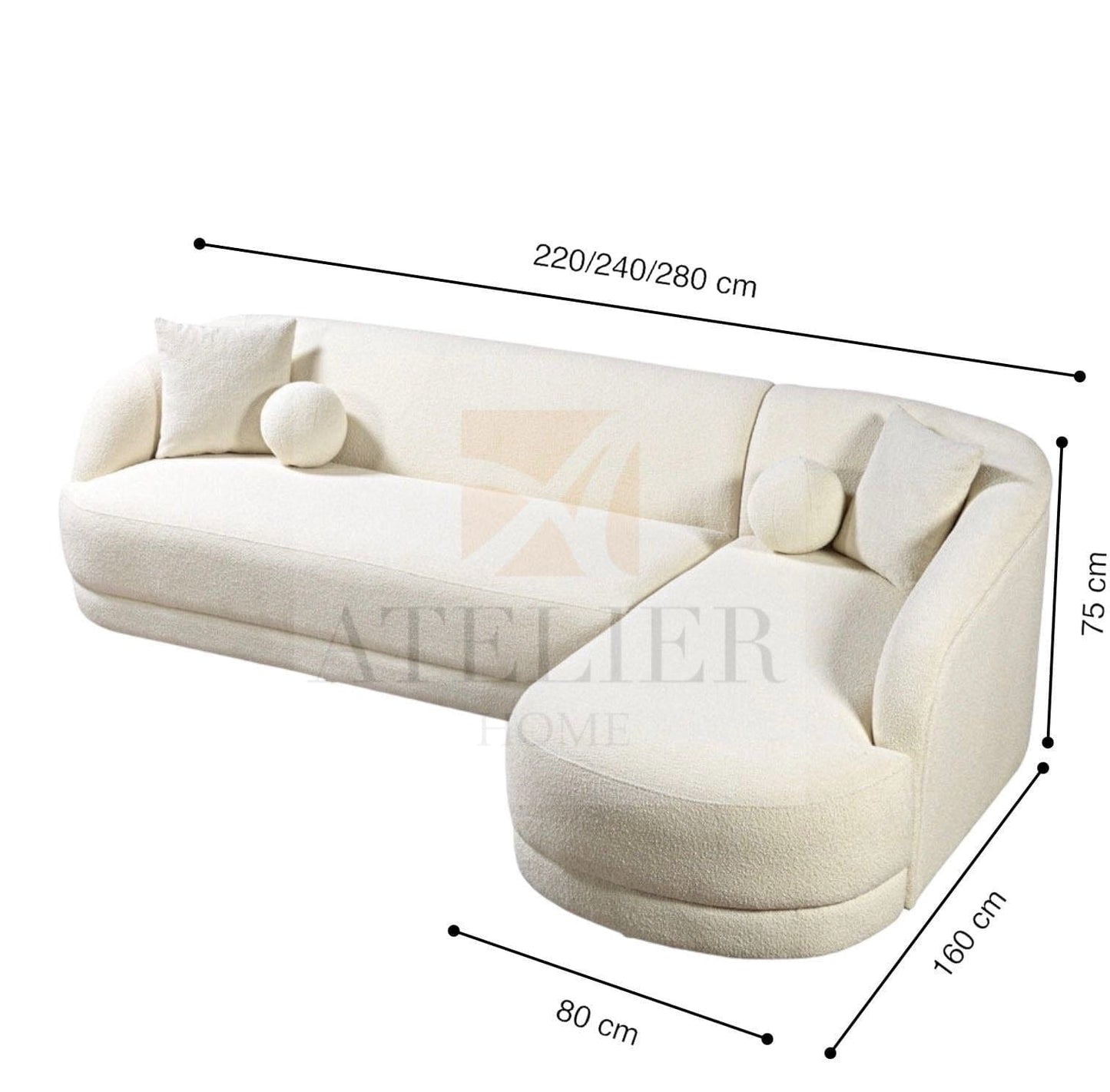 Home Atelier Coven Sectional Boucle Curve Sofa
