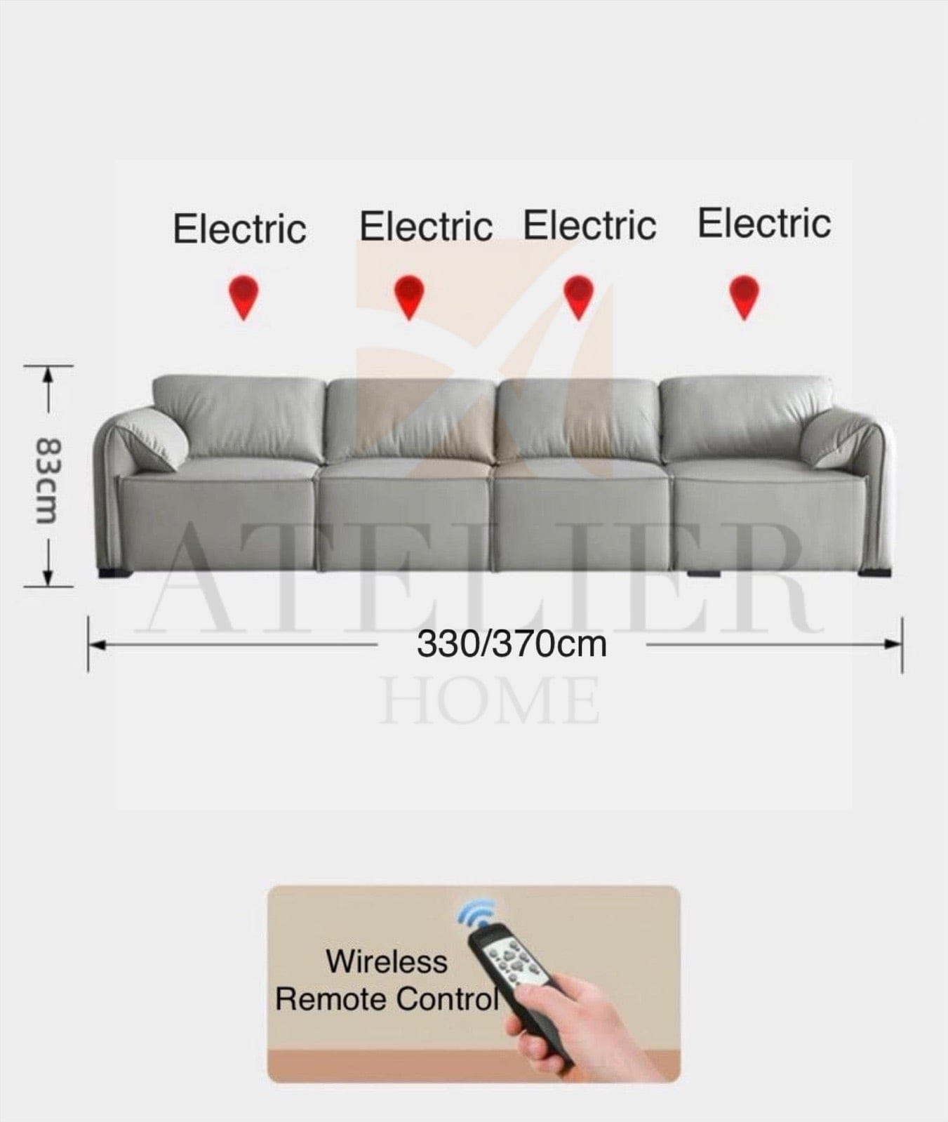 Home Atelier Crystal Electric Motorized Leather Sofa Bed