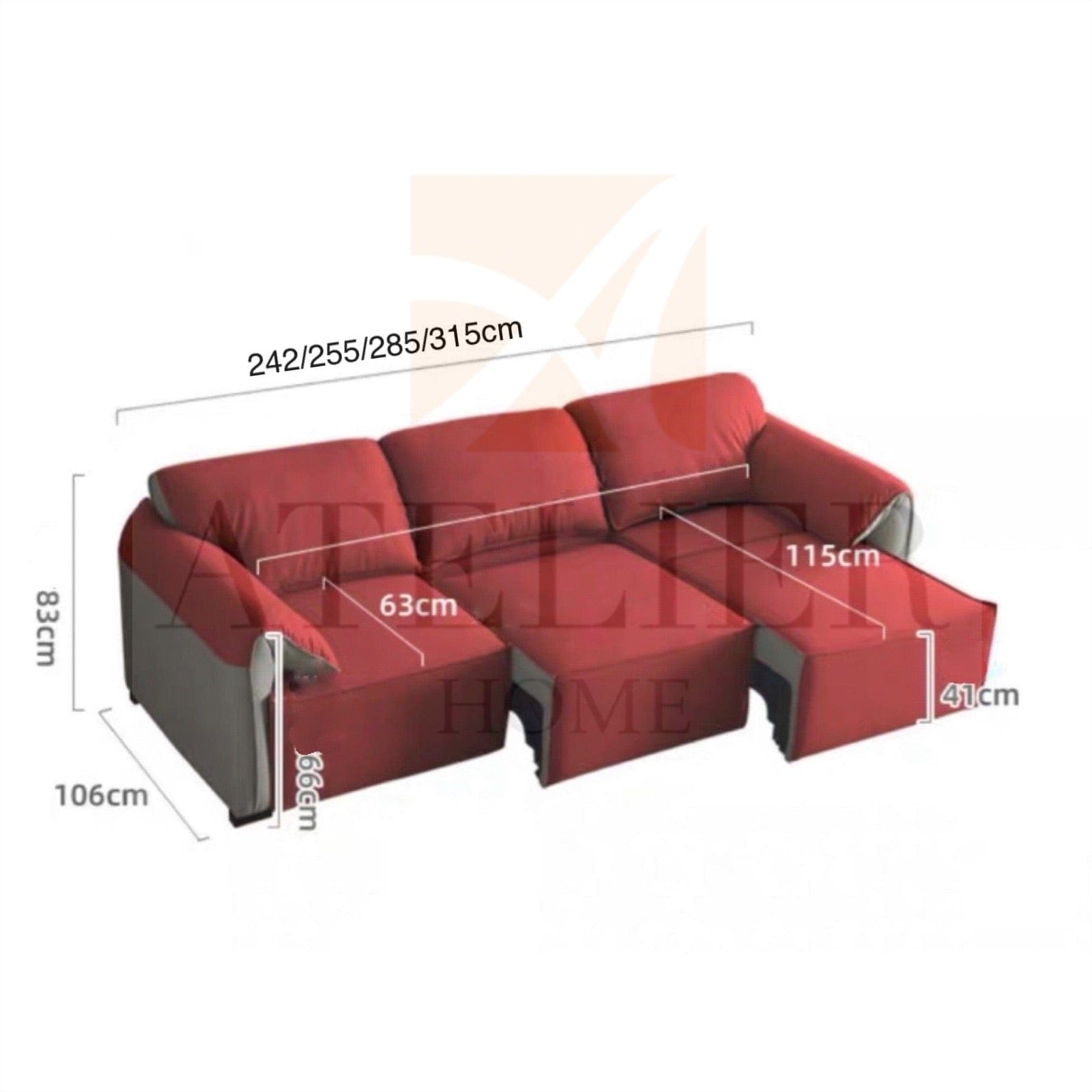 Home Atelier Crystal Electric Motorized Leather Sofa Bed