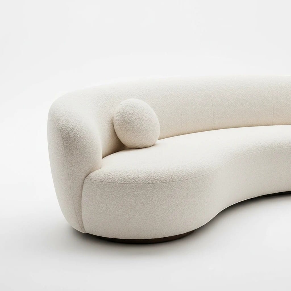Home Atelier Curved Boucle Fabric Living Room Sofa