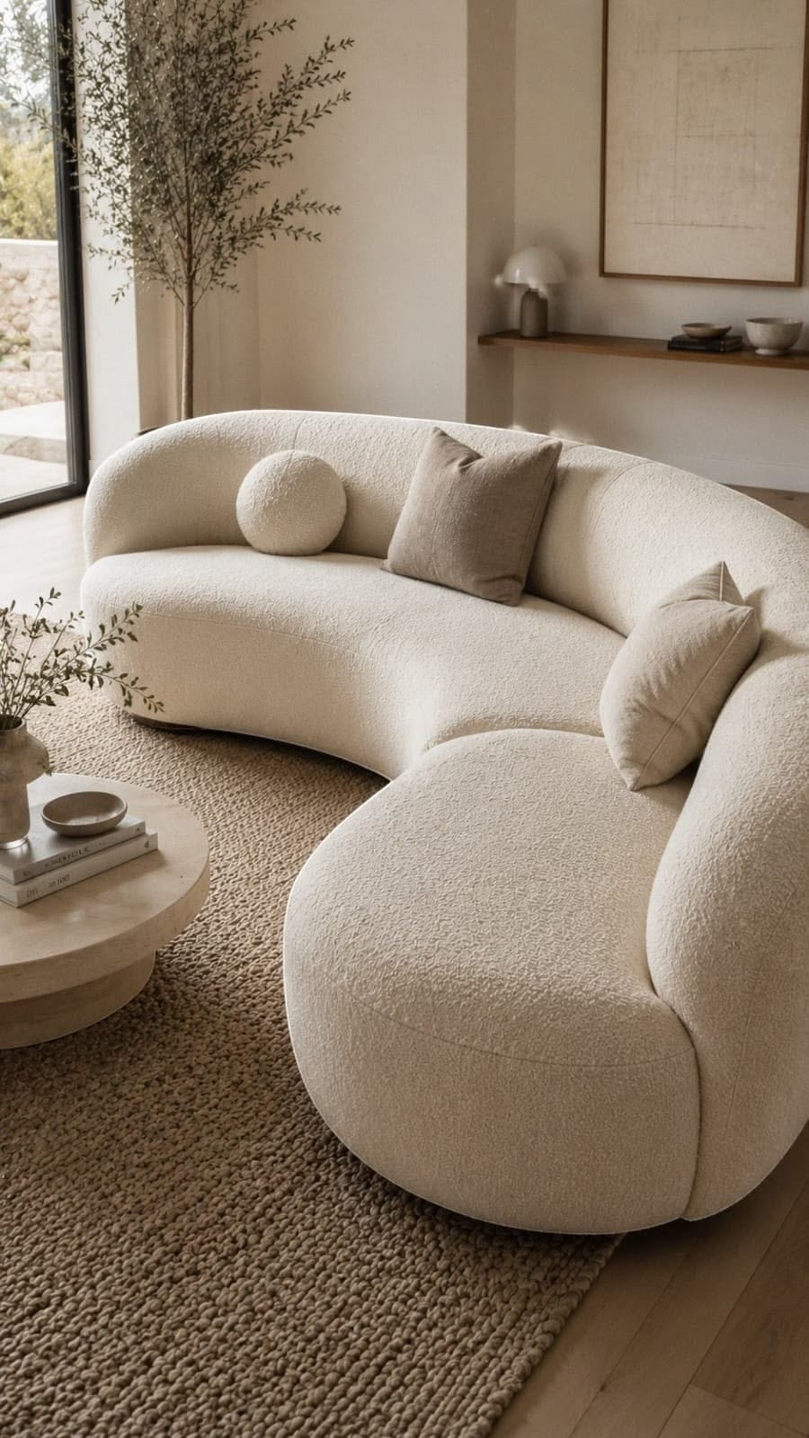 Home Atelier Curved Boucle Fabric Living Room Sofa