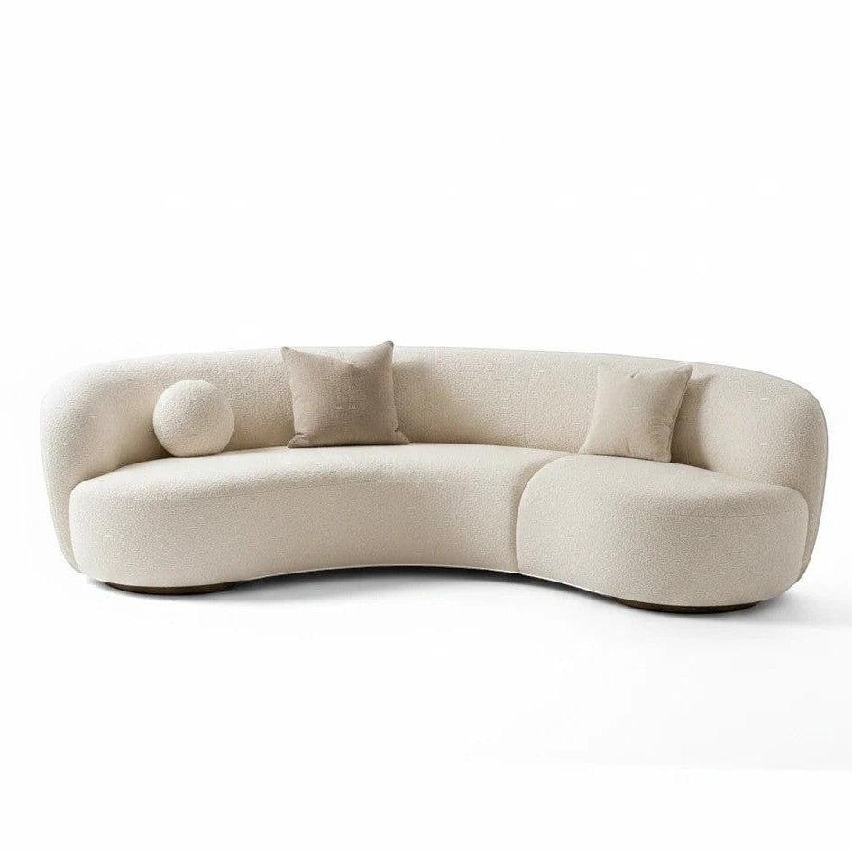 Home Atelier Curved Boucle Fabric Living Room Sofa
