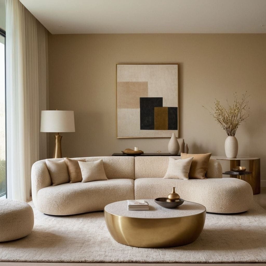 Home Atelier Curved Boucle Fabric Living Room Sofa