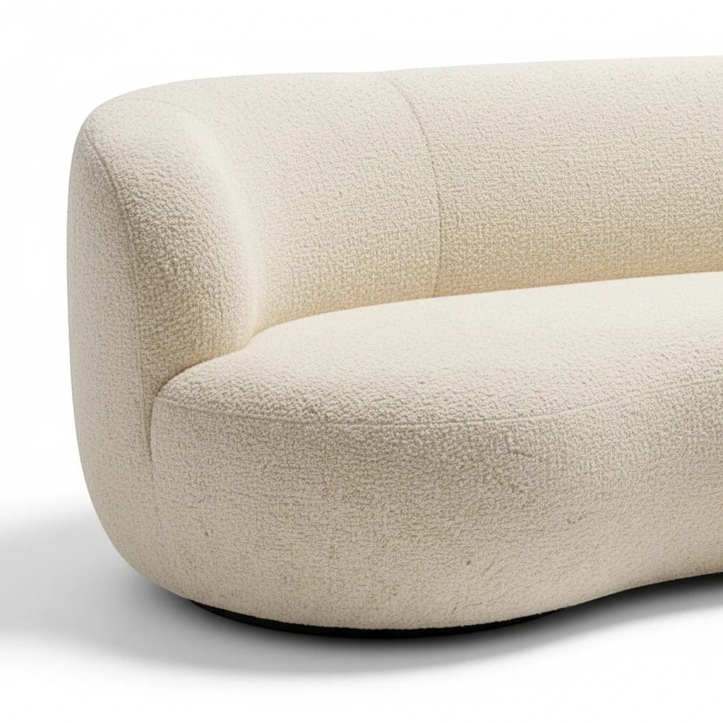 Home Atelier Curved Boucle Fabric Living Room Sofa