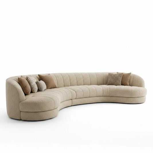 Home Atelier Curved Channel Tufted Living Room Sofa