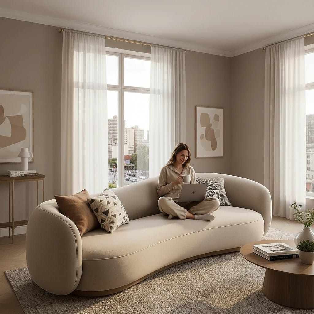Home Atelier Curved Contemporary Living Room Sofa