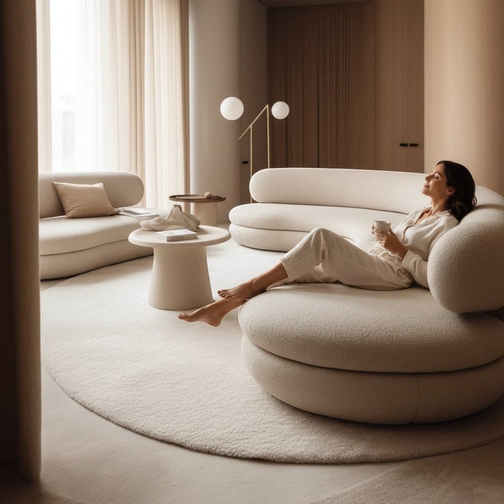Home Atelier Curved Modern Living Room Sofa and Accent Table Set