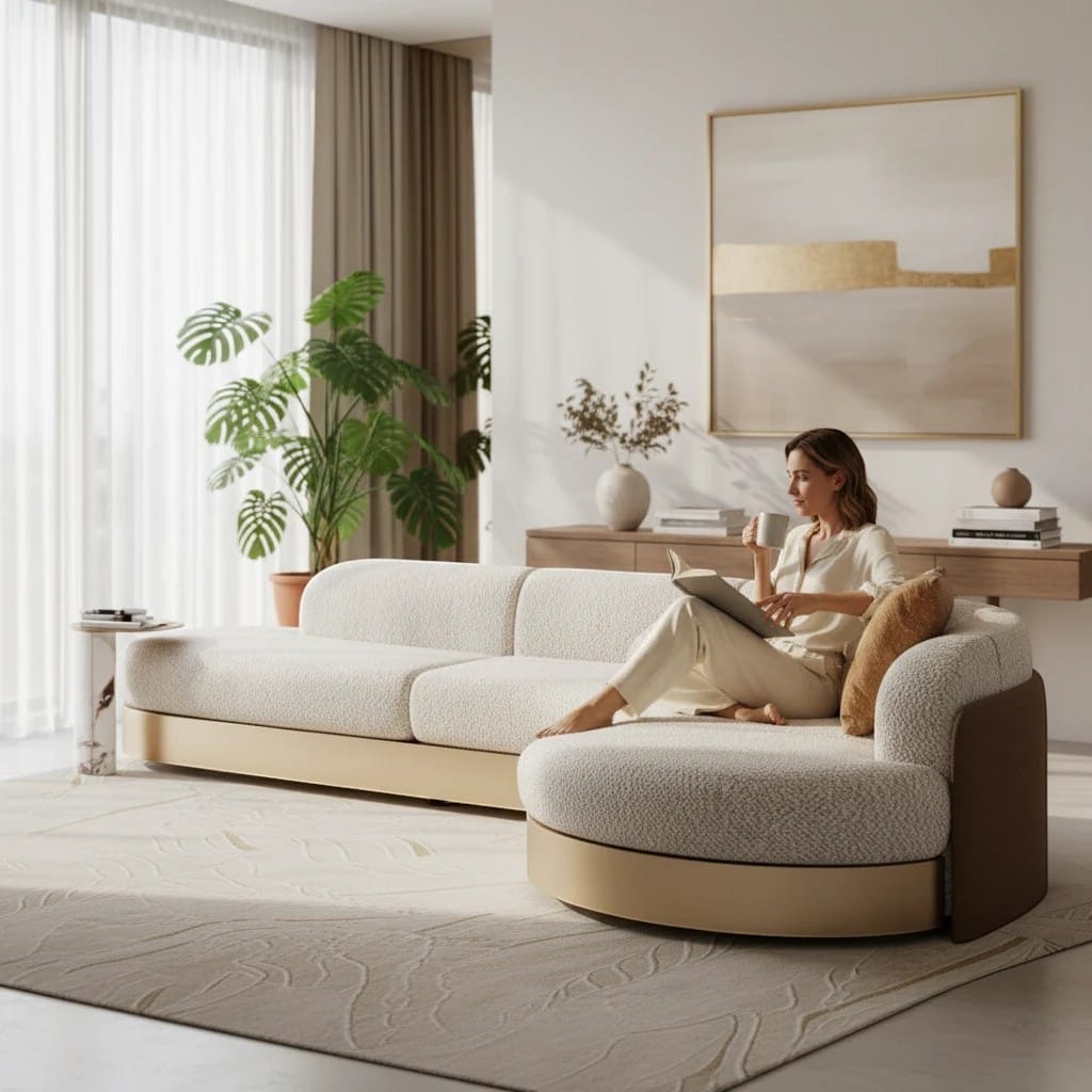 Home Atelier Curved Modern Sectional Sofa for Living Room