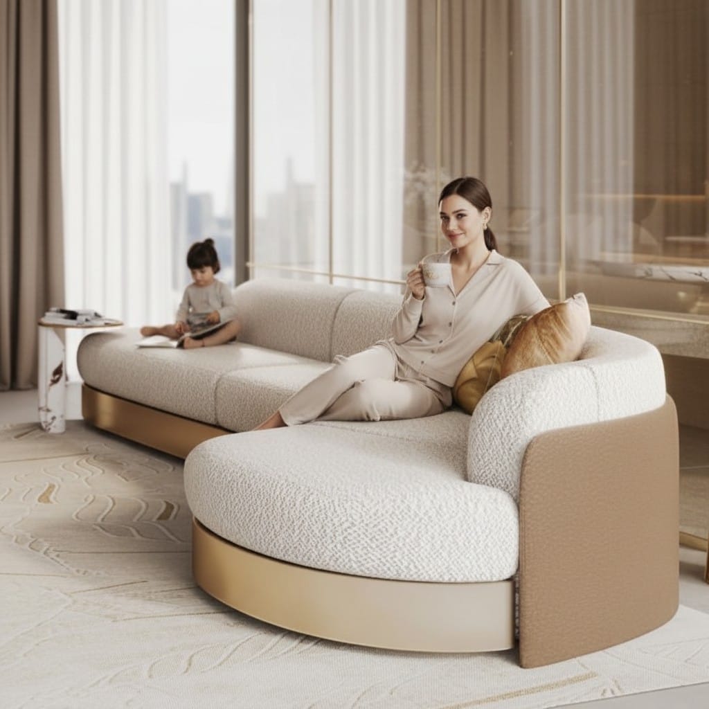 Home Atelier Curved Modern Sectional Sofa for Living Room
