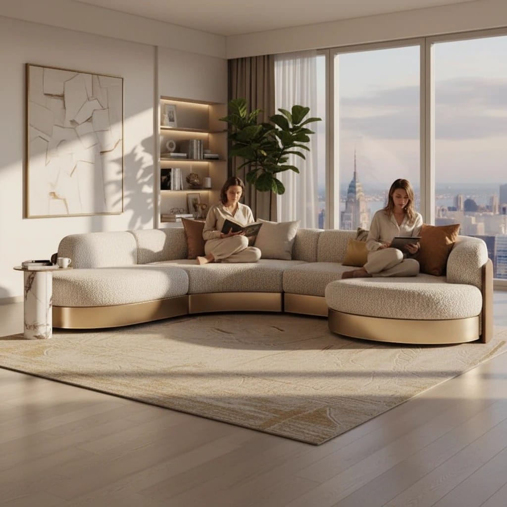Home Atelier Curved Modern Sectional Sofa for Living Room