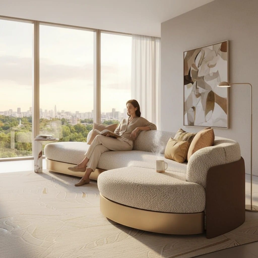 Home Atelier Curved Modern Sectional Sofa for Living Room