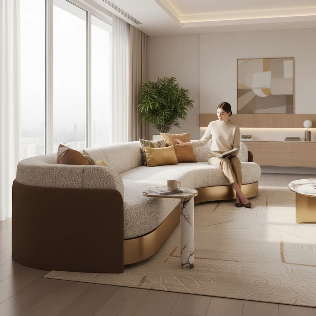 Home Atelier Curved Modern Sectional Sofa for Living Room