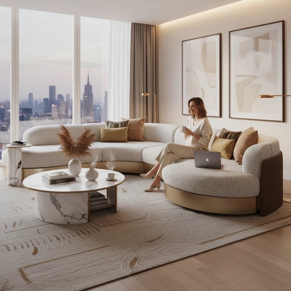 Home Atelier Curved Modern Sectional Sofa for Living Room