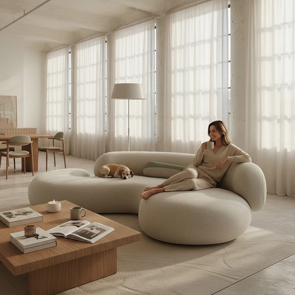 Home Atelier Curved Organic Shape Living Room Sofa