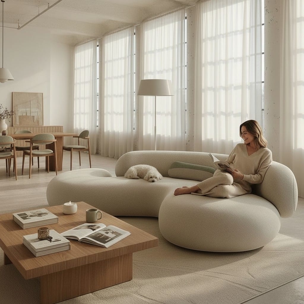 Home Atelier Curved Organic Shape Living Room Sofa