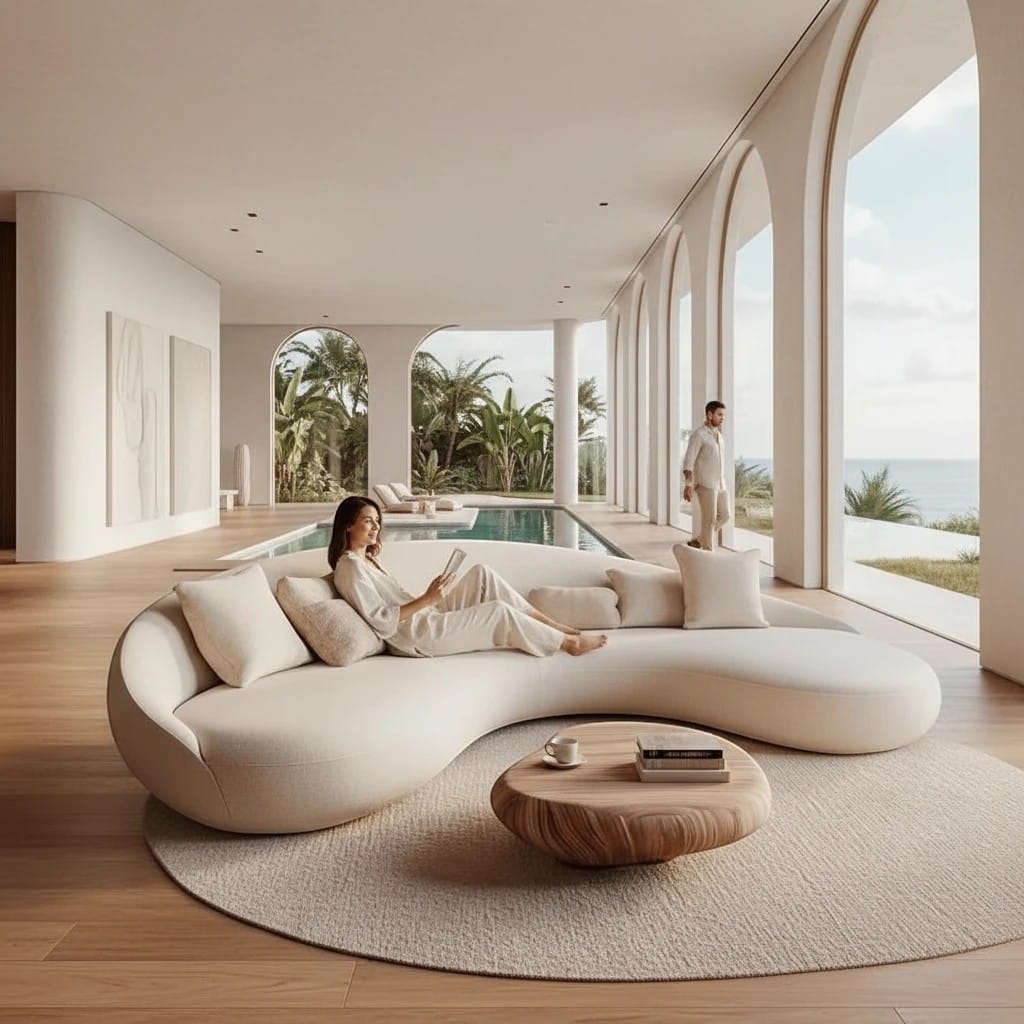 Home Atelier Curved Organic Shape Living Room Sofa