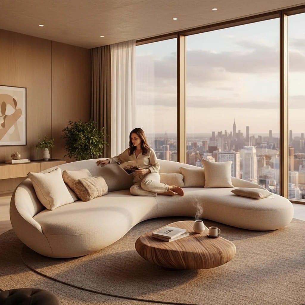 Home Atelier Curved Organic Shape Living Room Sofa