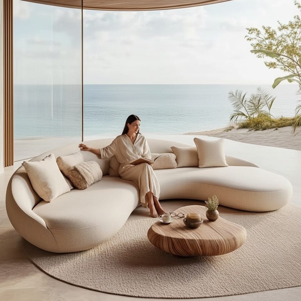 Home Atelier Curved Organic Shape Living Room Sofa